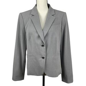Calvin Klein Women's Blazer Jacket 14 Grey Two Button Career Office Workwear
